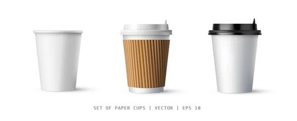 Kahve veya çay için izole gerçekçi vektör mockup fincan. Ön görüş. Bir dizi maket. Vektör çizimi