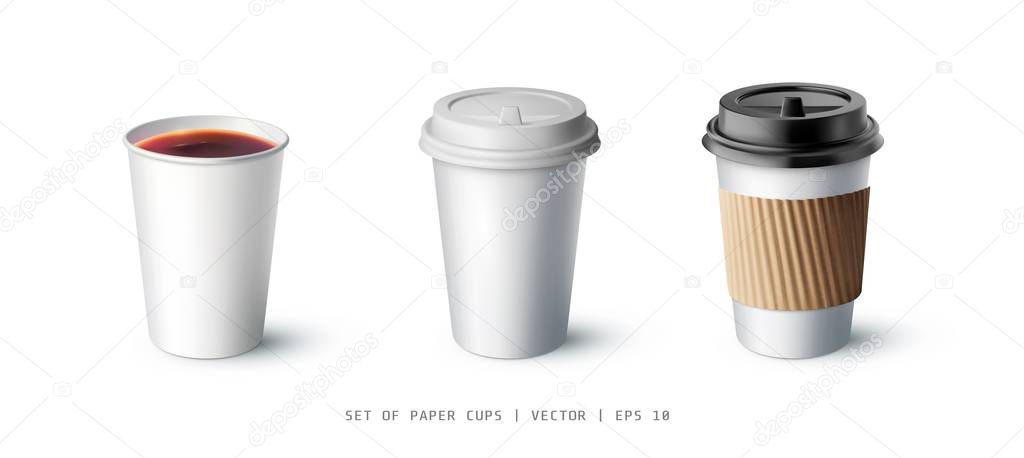 Isolated realistic vector mockup cup for coffee or tea. A set of mockup. Vector illustration