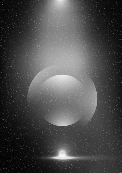 Modern soyut vektör arka plan şablonu veya duvar kağıdı siyah beyaz arka plan üzerinde. Işıklı daire. Spot ışığı. Broşür, kart, el ilanı, poster için soyut arka plan. Vektör çizimi