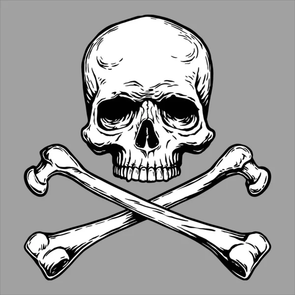 Crâne de pirate Jolly Roger et symbole des os croisés. — Image vectorielle