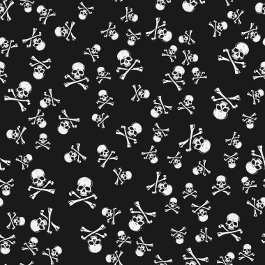 Kafatası Kafa Jolly Roger Korsan çapraz kemikler siyah üzerinde kusursuz tekrar desen
