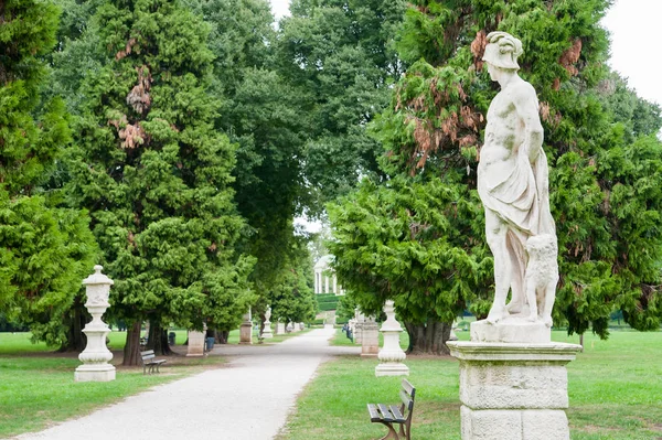 一般的な観賞用の仏像彫刻とヴィチェンツァのクエリーニ公園のメインの大通り — ストック写真