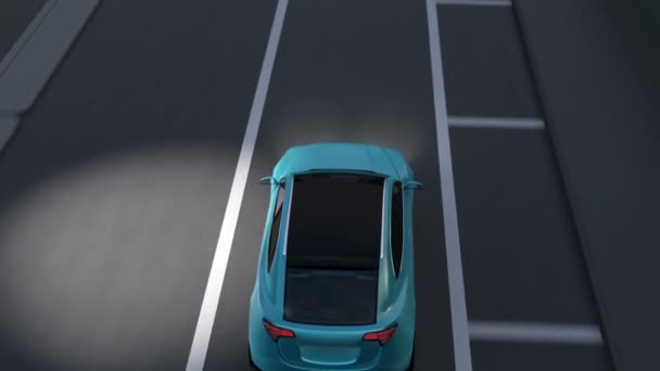 Niebieski Suv Uniknąć Wypadku Minivan Skrzyżowaniu Automatyczne Koncepcji Awaryjnego Hamowania — Wideo stockowe