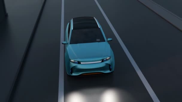 Modré Suv Vyhnout Nehodě Minivan Křižovatce Automatické Nouzové Brzdění Systém — Stock video