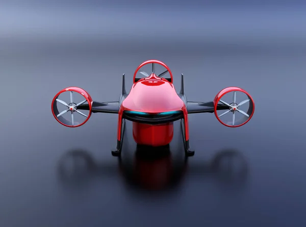 Μπροστινή Άποψη Του Κόκκινο Vtol Drone Παράδοση Πακέτων Σκούρο Φόντο — Φωτογραφία Αρχείου