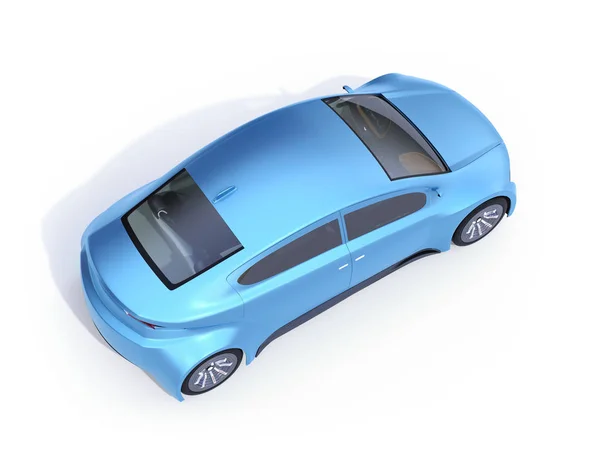 Metaliczny Niebieski Samochód Elektryczny Białym Tle Renderowania Obrazu — Zdjęcie stockowe
