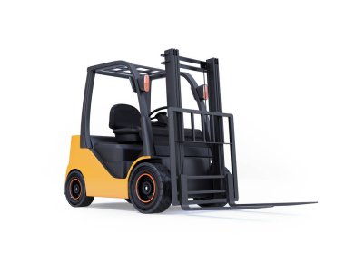 Elektrikli forklift beyaz arka plan üzerinde izole. 3D render resim.