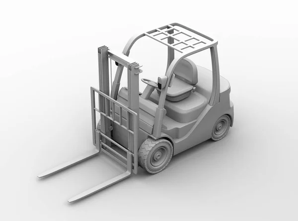 Clay Rendering Electric Forklift Gray Background Rendering Image — Stock Photo, Image