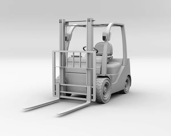 Carrello Elevatore Elettrico Rendering Argilla Sfondo Grigio Immagine Rendering — Foto Stock