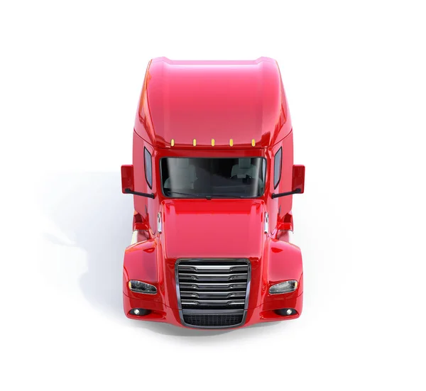 金属红色燃料电池的前视图驱动美国卡车机舱隔离在白色背景 渲染图像 — 图库照片