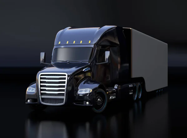 Schwarzer Amerikanischer Lkw Mit Brennstoffzellenantrieb Auf Schwarzem Hintergrund Renderbild — Stockfoto