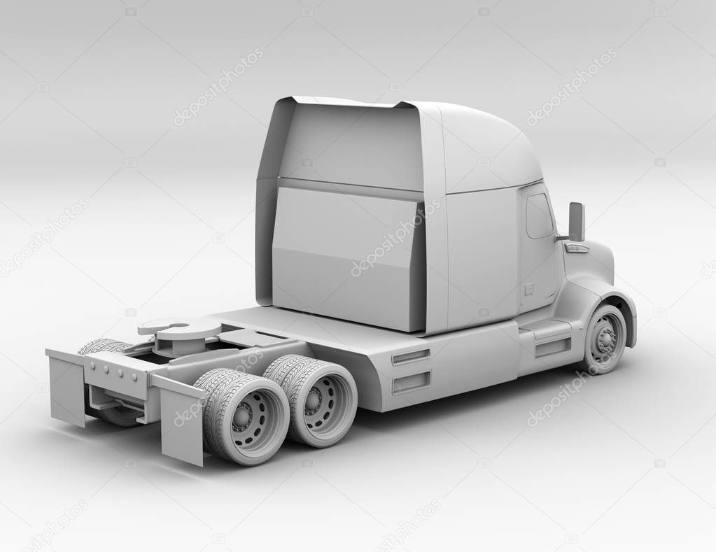 Clay rendering of fuel cell powered American truck. 3D rendering image.