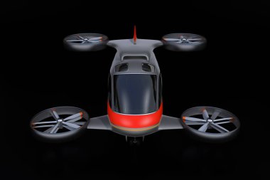 Siyah arka plan üzerine açık görüş-in yolcu uçağı. 3D render resim.