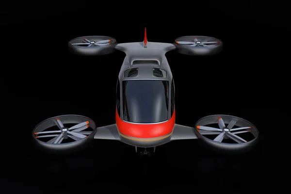 Vista Frontal Passenger Drone Sobre Fondo Negro Imagen Renderizado —  Fotos de Stock