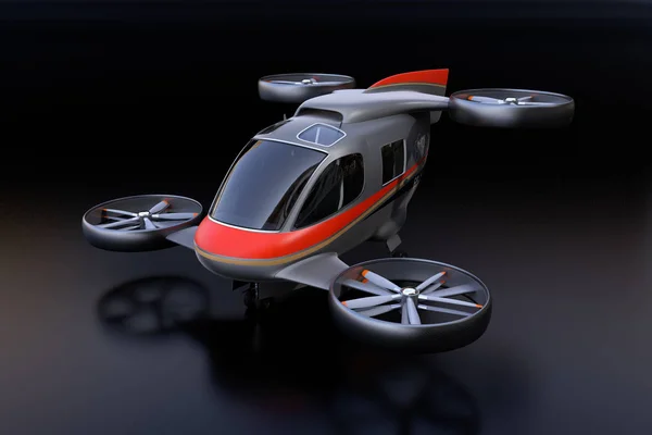 Self Driving Passenger Drone Black Background Rendering Image — Stock Photo, Image