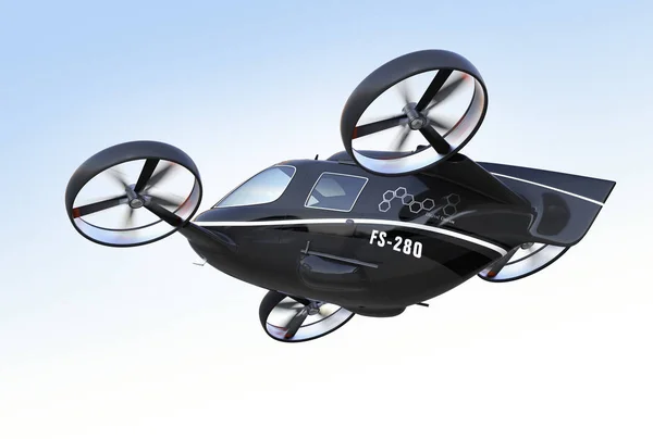 Rear View Self Driving Passenger Drone Flying Sky Rendering Image — Stock Photo, Image