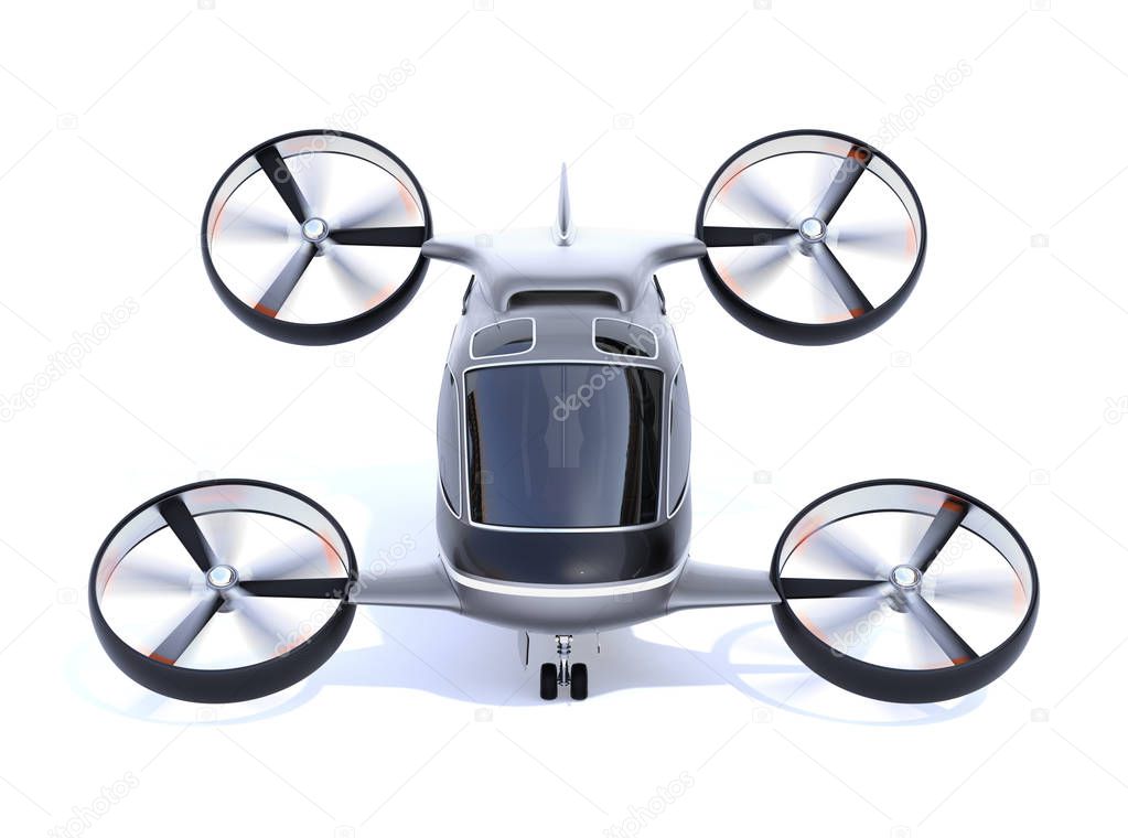 Front view of Passenger Drone isolated on white background. 3D rendering image.