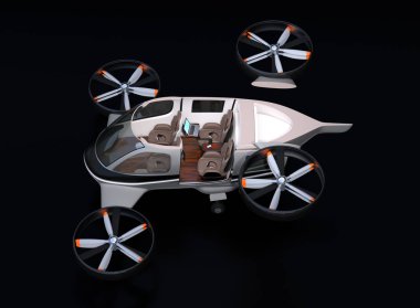 Kesit yolcu uçağı iç siyah arka plan üzerine. Siyah arka plan üzerine yan görünümü. 3D render resim.