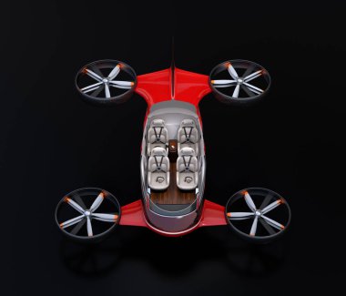 Kesit yolcu uçağı iç siyah arka plan üzerine. Siyah arka plan üzerine açık görünümü. 3D render resim.