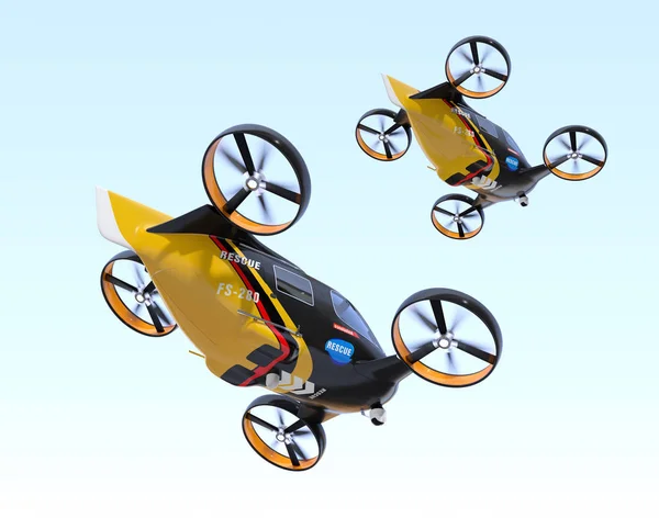 Self Driving Rescue Drones Flying Sky Rendering Image — Stock Photo, Image