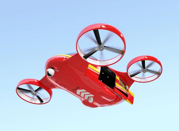 Auto Condução Resgate Drone Pairando Céu Com Porta Deslizante Aberta — Fotografia de Stock