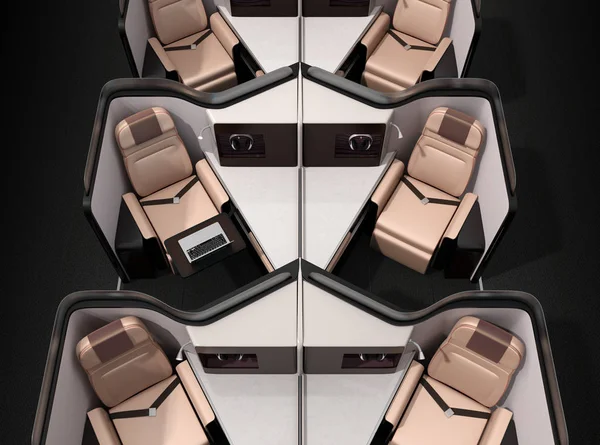 Front View Luxury Business Class Suites Layout Black Background Rendering — Stock Photo, Image