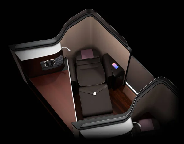 Luxe Business Class Suite Interieur Zwarte Achtergrond Slimme Telefoon Opladen — Stockfoto