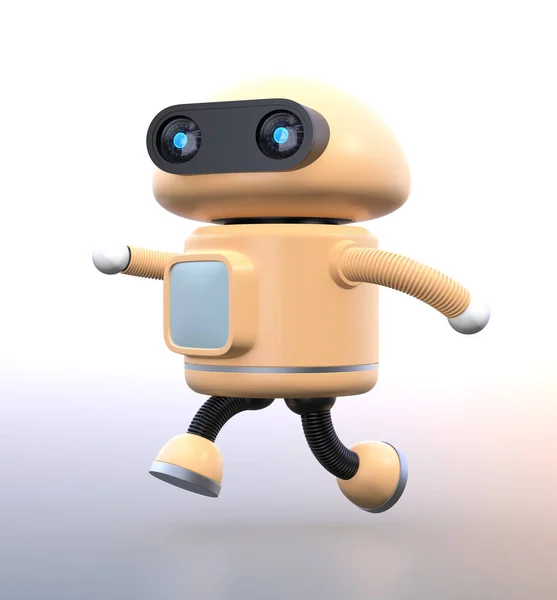 Lindo Robot Corriendo Apurado Sobre Fondo Degradado Imagen Renderizado —  Fotos de Stock