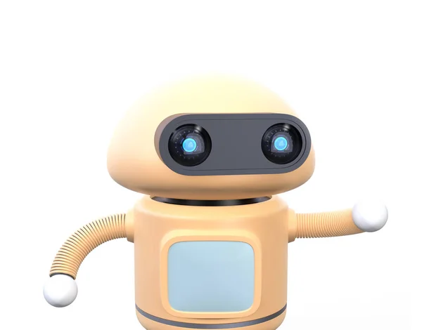 Close View Cute Robot Raise His Hands Isolated White Background — Stock Photo, Image