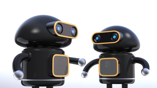 Two Black Robots Have Chat White Background Rendering Image — Stock Photo, Image