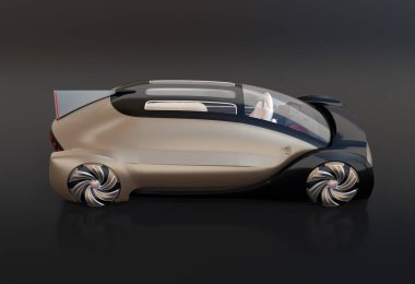 Yan görünümü siyah arka plan üzerine elektrikli araba kendi kendine. 3D render resim.