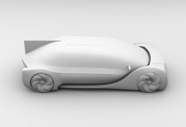 Clay kendini elektrikli otomobil dış sürüş oluşturma. 3D render resim.