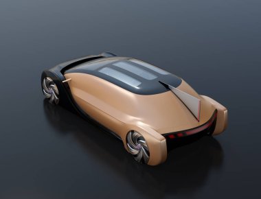 Kendini siyah arka plan üzerine elektrikli otomobil sürüş görünümü arka. 3D render resim.