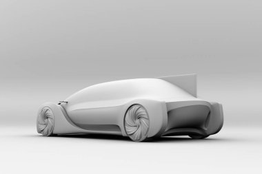 Dikiz kil render kendini elektrikli otomobil dış sürüş. 3D render resim.