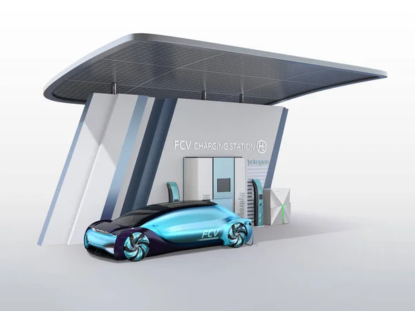 Fuel Cell Powered Autonomous Car Filling Gas Fuel Cell Hydrogen — Stock Photo, Image