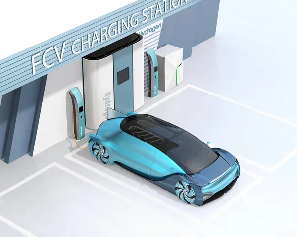 Fuel Cell Powered Autonomous Car Filling Gas Fuel Cell Hydrogen — Stock Photo, Image