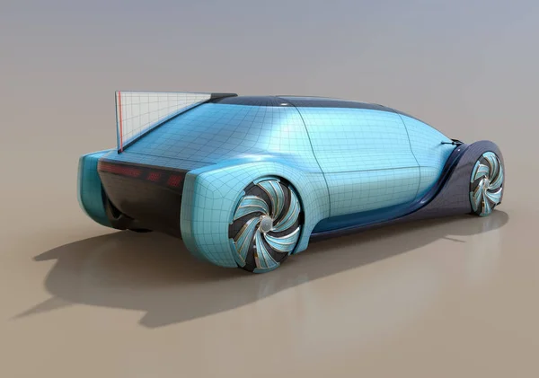 Wireframe Rendering Van Zelf Rijdende Elektrische Auto Gradiënt Achtergrond Weergave — Stockfoto