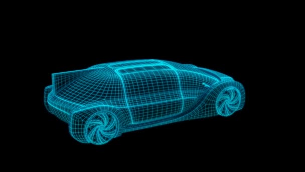 公路上自动驾驶电动汽车的线框绘制 数字双胞胎的概念 3D渲染动画 — 图库视频影像