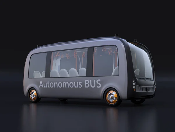 黑色背景的电动自动驾驶穿梭巴士 渲染图像 — 图库照片