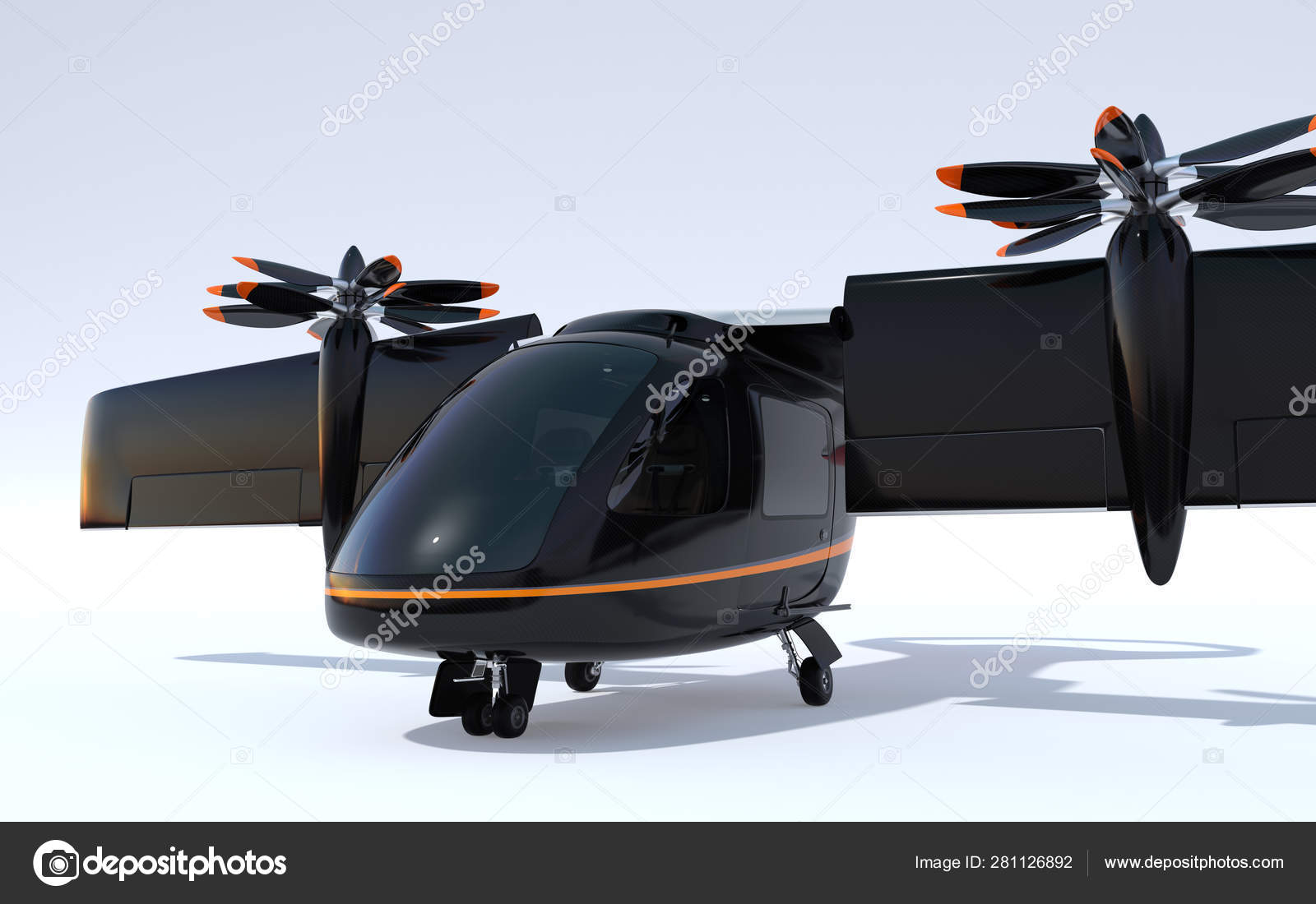 Vtol Passenger Aircraft Parking Ground Wing Rotated Takeoff Mode