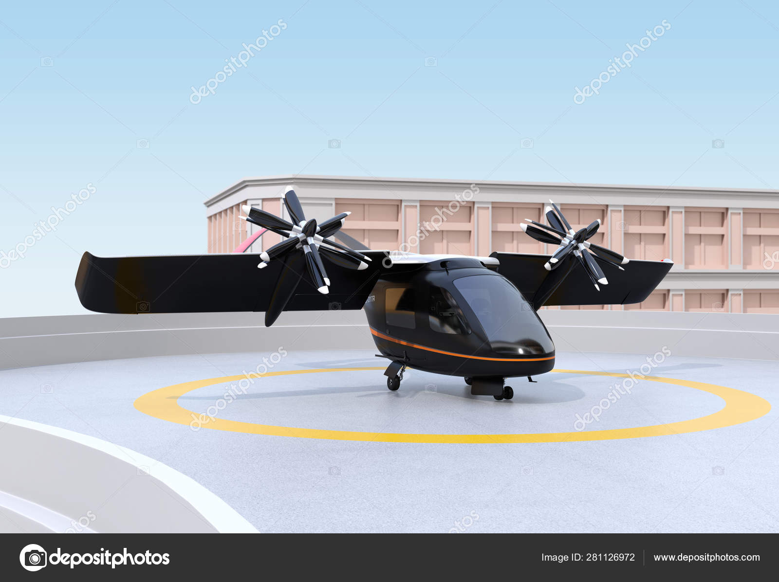 Vtol Passenger Aircraft Waiting Takeoff Airport Urban Passenger