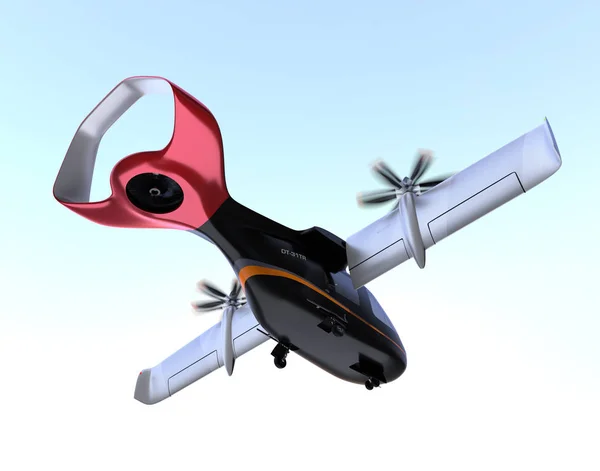 Vtol旅客機が離陸し 空を飛ぶ アーバンパッセンジャーモビリティのコンセプト レンダリング イメージ — ストック写真