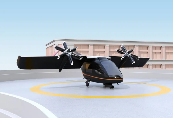 Vtol Passagerarflygplan Väntar Start Från Flygplatsen Konceptet För Rörlighet Stadstrafik — Stockfoto