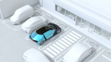 Sürücü yanlış dişli kullanıldığında Head-Park araba acil durdu. Gelişmiş sürücü yardım sistemi kavramı. 3B görüntü oluşturma animasyonu.
