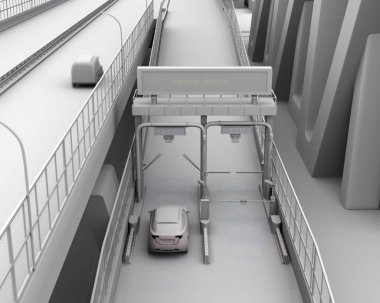 Kil Rendering Suv Vb (Elektronik Ücretli Toplama Sistemi) tarafından durmadan gişe den geçen. 3d render görüntüsü.