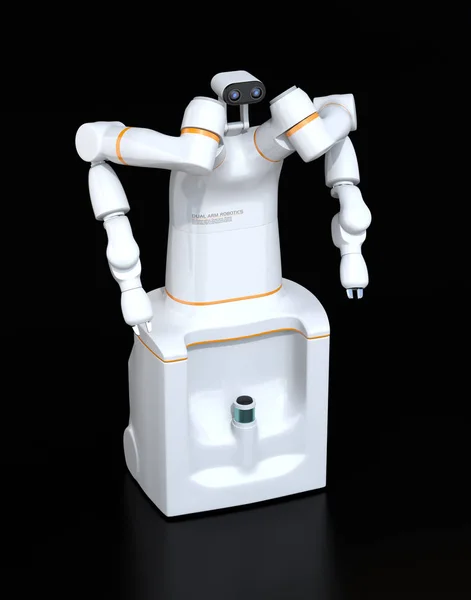 Robot Doble Brazo Autoconducible Color Blanco Sobre Fondo Negro Concepto —  Fotos de Stock
