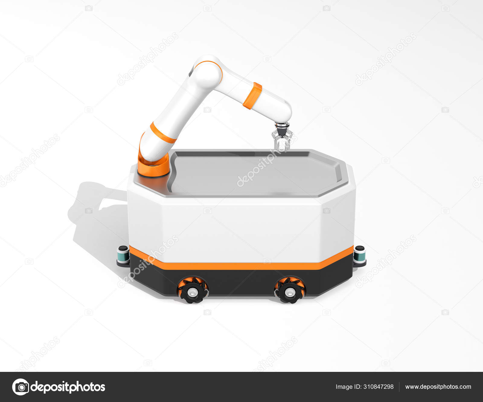 灰色背景下移动机器人Agv的侧视图3D渲染图像——图库图片© chesky_w #310847298, image size:1600x1334