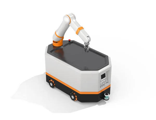 Robot Móvil Agv Aislado Sobre Fondo Blanco Imagen Renderizado —  Fotos de Stock