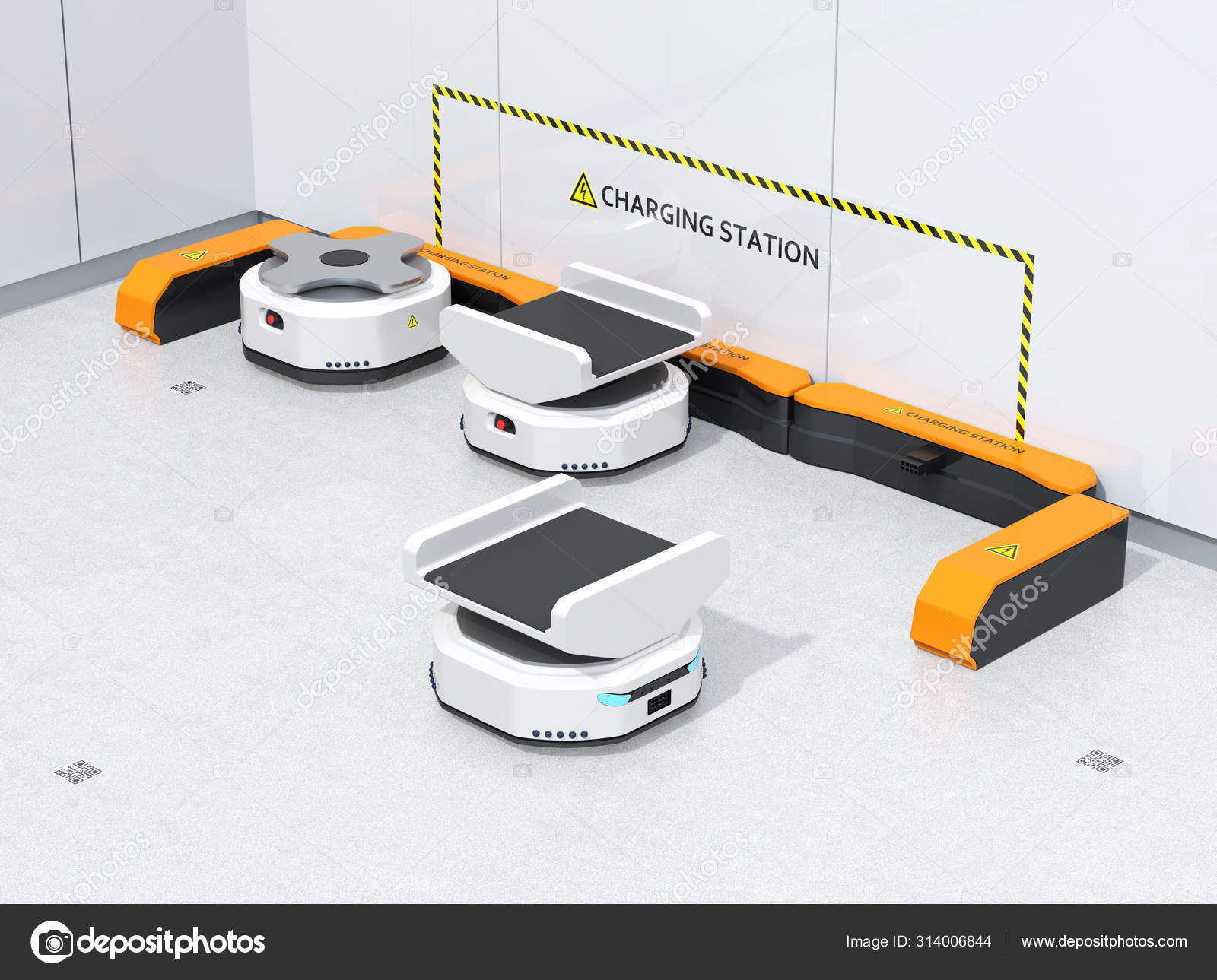 Autonomous Mobile Robots Charging Modern Warehouse Warehouse