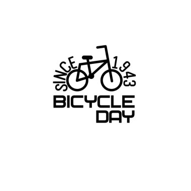 Dünya bisiklet günü. Siyah beyaz vektör illüstrasyonu.